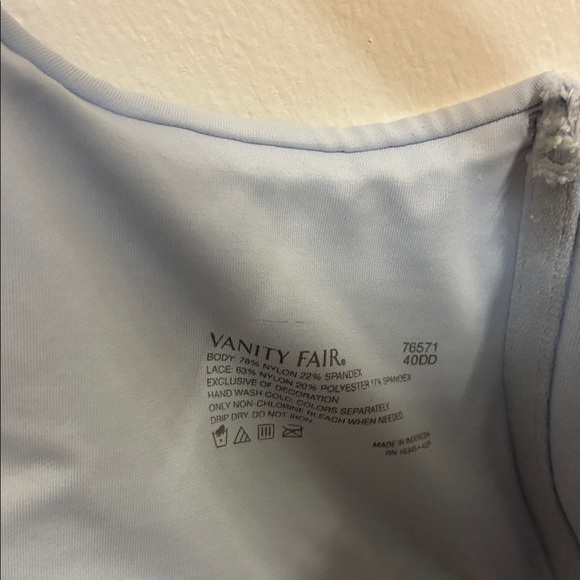 Vanity Fair Light Blue Lace Bra in Sz 40DD - Picture 10 of 11